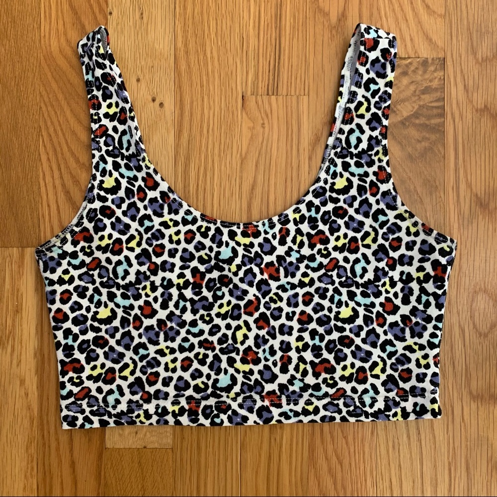 RARE american apparel rainbow cheetah cropped tank